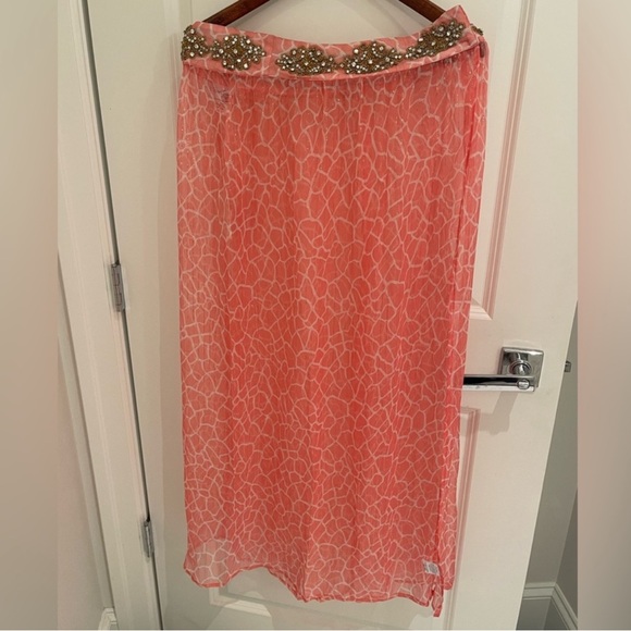 Beach Bunny Pink Giraffe Maxi Skirt with Embellishments one size - Picture 11 of 16